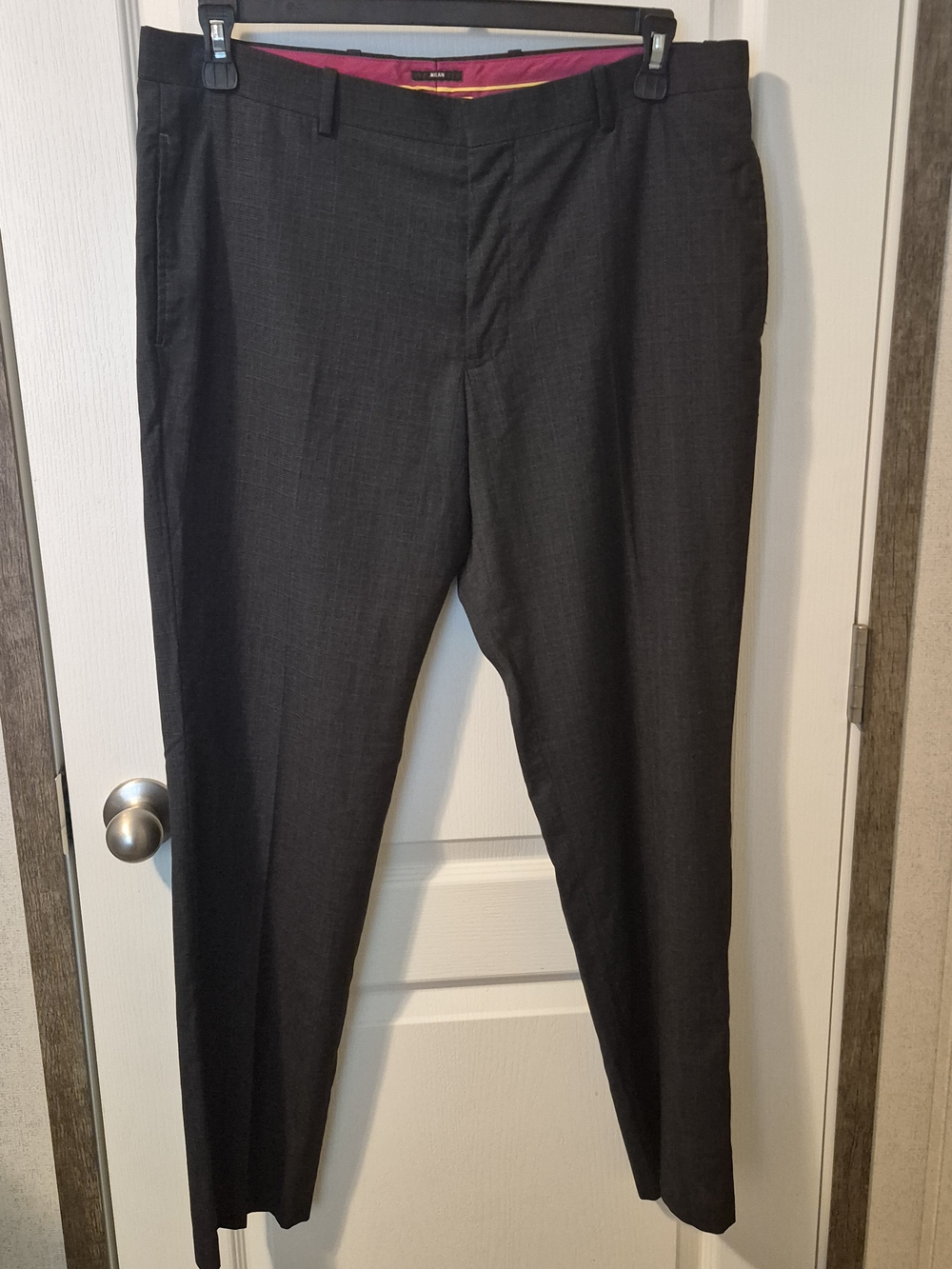 International Concepts Milan Slim Fit Black Gray Plaid Dress Pants Dark Acadamia